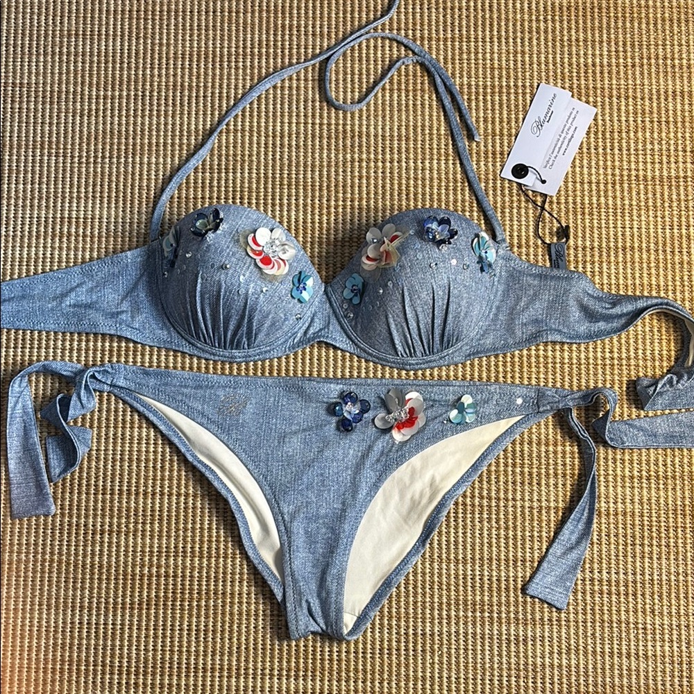 Blumarine Blue Denim Bikini Set Swimwear